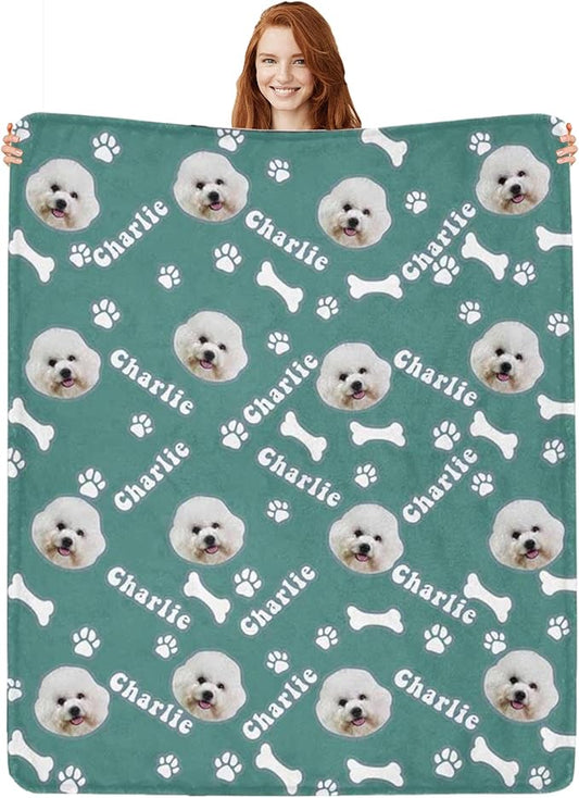 Personalized Dog Blanket with Name Customized Paw Prints Pet Blanket Loss Memorial Soft Throw Blankets Customized Pet Bereavement Gift Blanket Gift for Dog Lover Dog Mom Dog Dad