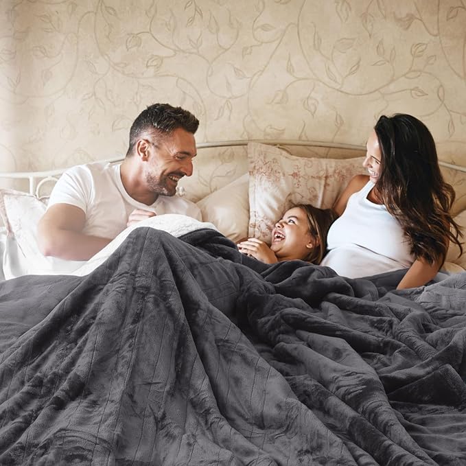 HOW'S MY HOUSE Heated Blanket 90" x 100", Dual Control Electric Blanket King Size with 10 Time Settings & 6 Heating Levels, Over-Heat Protection, Flannel Sherpa Super Cozy with ETL Certification, Gray