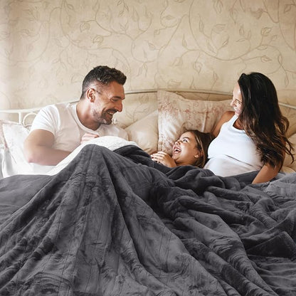 HOW'S MY HOUSE Heated Blanket 90" x 100", Dual Control Electric Blanket King Size with 10 Time Settings & 6 Heating Levels, Over-Heat Protection, Flannel Sherpa Super Cozy with ETL Certification, Gray