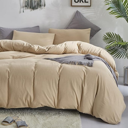 Pureant Beige Comforter Set Queen Solid Champagne Bedding Comforter Sets Light Brown Queen Comforter for Women Men Khaki Comforter Plain Taupe Queen Size Comforter Sets Soft Breanthable Tan Sand Color