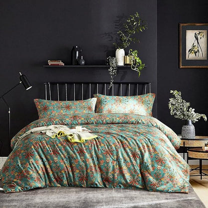 mixinni Farmhouse Boho Comforter Set Queen Size - 3 Piece Lightweight All Season Bedding Set with Fluffy Comforter & 2 Pillow Shams, Floral Botanical Design, Soft Breathable Microfiber
