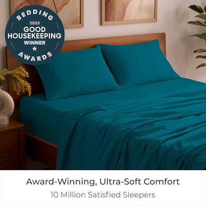 Mellanni Full Sheets Set - 4 PC Iconic Collection Bedding - Hotel Luxury, Extra Soft, Cooling Bed Sheets - Wrinkle, Fade, Stain Resistant (Full, Teal)