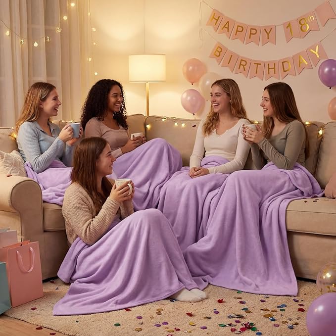 Kinlop Fleece Blanket Bulk 60 x 50 Inch Soft Lightweight Fleece Cozy Blanket Warm Throw Plush Pet Throw for Bed Couch Sofa Home Office Wedding Gifts Travel Camping(Light Purple)