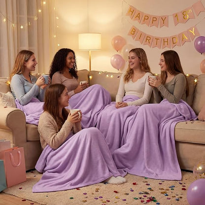 Buryeah 10 Pcs Fleece Blanket Bulk Soft Warm Blankets Cozy Fleece Lightweight Throw Blankets Plush Pet Throw Blanket for Home Bed Sofa Office Wedding Gifts Travel(50" X 60",Taro Purple)