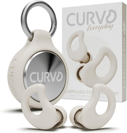 CURVD Everyday Earplugs + Case Clip Bundle, The Perfect earplug for Sleep, Travel, Noise Sensitivity/canceling + Case Clip Package Portable Waterproof Container & Silicone Sleeve for Ear Plugs(Honey)