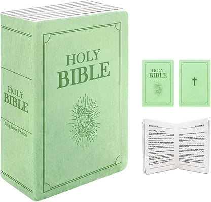 The Holy Bible Pillow Plush- Book Shape, Openable, Cozy Faith Bible Pillow Christian Bible Verse Pillow (Green)