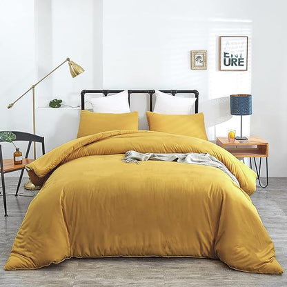 Wellboo Mustard Yellow Comforter Sets California King Solid Ginger Bedding Comforters Women Men Plain Dark Yellow Quilts Modern Minimalist Gold Yellow Blankets Soft Vintage Bedroom Decor Aesthetic