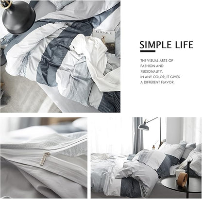 HighBuy Twin XL Size Comforter Set Striped Bedding Comforter Sets Gingham with Matching Shams Boys Men Modern Chic Pattern Boho Home Decor Comforter Set Full Size for All Seasons