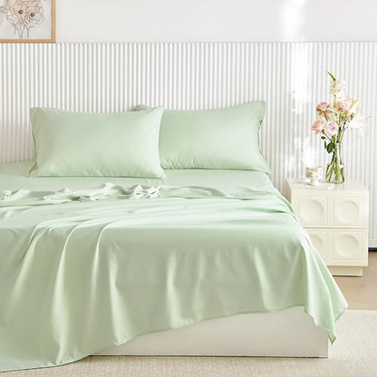 Wake In Cloud - Floral Comforter Set with Sheets, Coquette Cottagecore Aesthetic Flower Shabby Chic Pattern for Women Teen Girls, 7 Pieces Bed in a Bag, Green Pink, Full Size