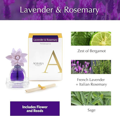 AGRARIA PetiteEssence Flower and Reed Diffuser Set, Hand Crafted Sola Flower Botanical Home Fragrance Set, Scented Oil Gift for All Occasions