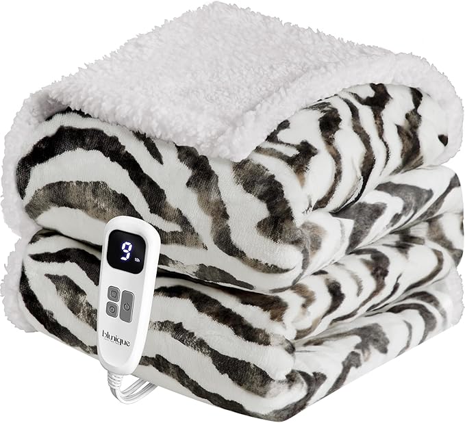 Heated Blanket Throw Electric Blanket – Fast Heating Blanket with 10 Heat Settings & 10 Hours Auto Off, Cozy Soft Fleece Sherpa, Washable, Warm Gifts for Grandma