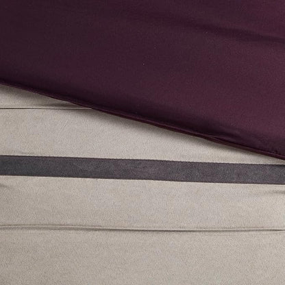 Madison Park Palmer Comforter Set - Faux Suede Design, Striped Accent, All Season Bedding, Shams, Decorative Pillow, Bed Skirt, Queen (90 in x 90 in), Purple 7 Piece