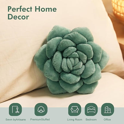 Hand-Stitched Plush Decorative Throw Pillow. Plant-Shaped Pillows and Flower Pillows, Plush Cushions for Bedroom and Home Decoration, 9.84in/25CM