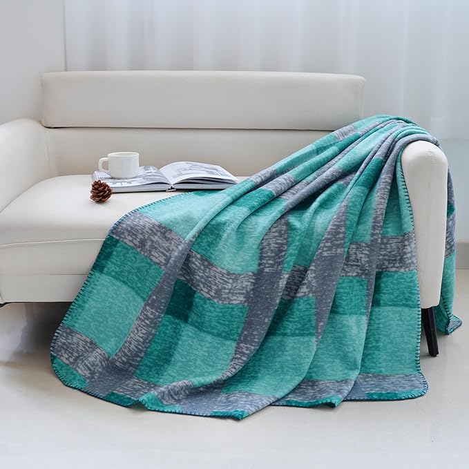ZYFZCYBL Fleece Throw Blankets for Couch Bulk Lightweight Warm Soft Cozy Blanket 6 Pack Bulk Fleece Blanket Solid for Bed Couch Office Gifts Outdoor 50 x 60 inch Teal and Grey