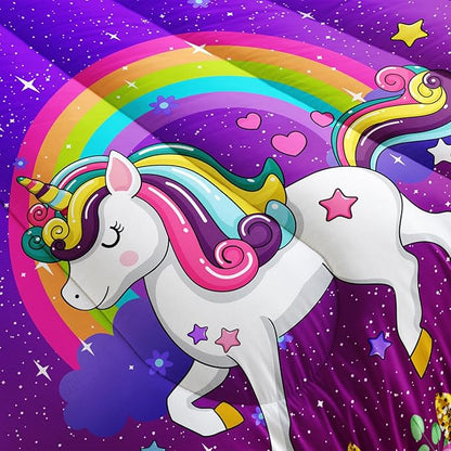 Cute Unicorn Comforter Sets Bedding Sets for Kids,Rainbows and Flowers Comforter Sets Twin Size，All Season 1 Comforter and 2 Pillowcases