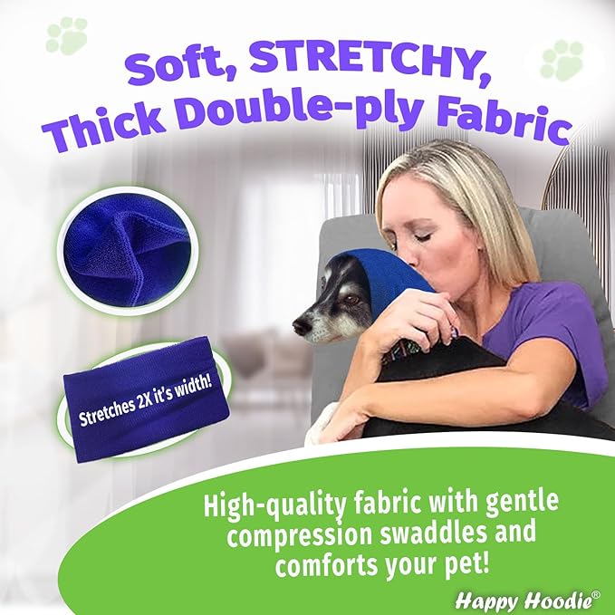 Happy Hoodie The Original Dog & Cat Calming Band - American Brand - Anxiety Relief/Noise Protection-Grooming-Thunder-Fireworks (XS, Black) - Since 2008