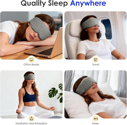 Weighted Eye Mask for Sleeping, Soft Minky Sleep Mask for Side Sleeper with Adjustable Buckle, 100% Blackout Design, Ideal for Meditation, Relaxation and Travel, Includes Storage Pouch (Gray)