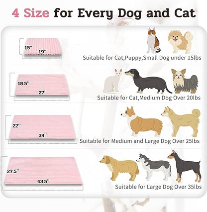 NWK Pack of 4 Fluffy Self Warming Cat Mat, Cat Blanket, Thermal Dog Mat, Washable, Non-Slip Bottom for Sofa & Crate & Kennel & Car Seat (Blush Pink, Large (34'' X 22'' X 0.7''))