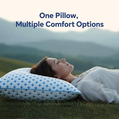 Memory Foam Pillow – Adjustable Loft Cooling Pillow Queen Size 1 Pack for Sleeping, Firm, Supportive, and Breathable Design for Hot, Side, Back, and Stomach Sleepers