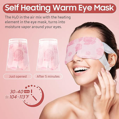 30Packs Steam Eye Mask, Heated Eye Mask Warm Compress for Eyes, Self Heating Disposable Steam Mask for Home Sleep, Spa, Travel Essentials & Relaxation Gifts, Stocking Stuffers (Rose)