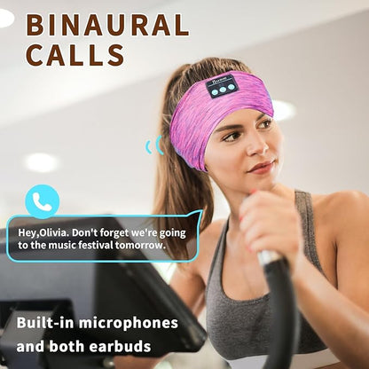 Wireless Sleep Headphones for Women - Bluetooth Headband for Side Sleepers with Adjustable Headband (Rose Red)