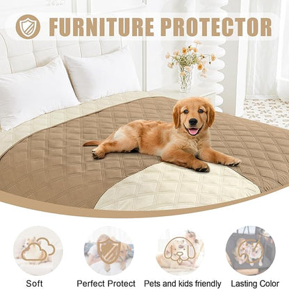 Smiry Waterproof Dog Bed Cover Blanket 40x80, Soft Reversible Pet Blanket, Washable Leakproof Cats Dogs Couch Cover for Sofa, Couch, Furniture, Camel/Beige