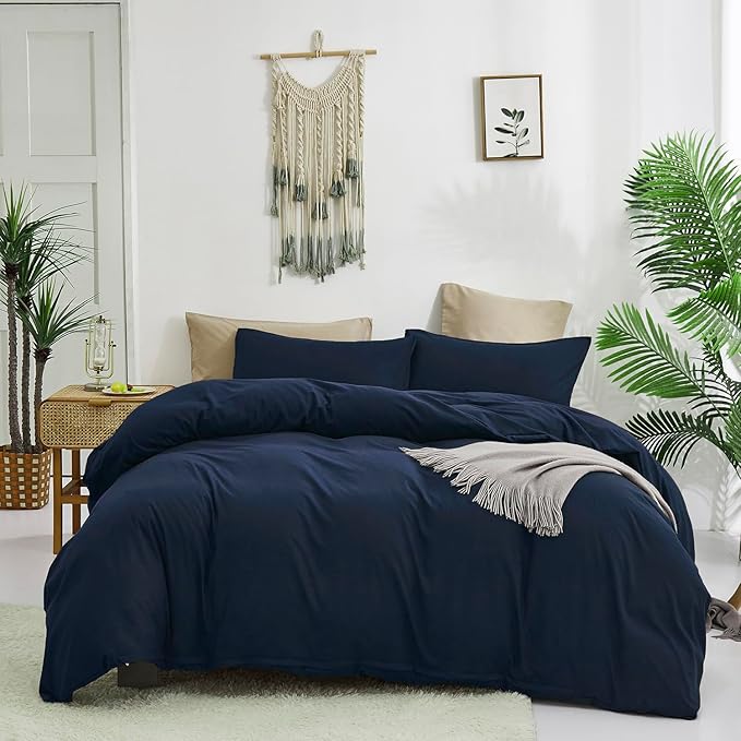 KAREVER Solid Navy Comforter Set King Navy Blue Bedding Set Men Soft Bedding Quilt SetWomen Breathable Durable Blanket