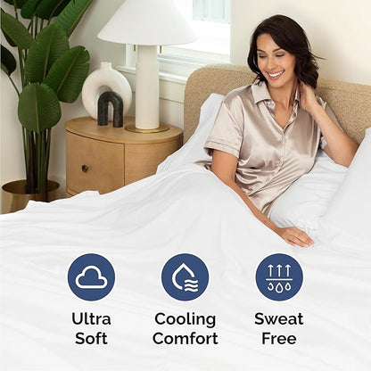 Cal King Size 4 Piece Sheet Set - Comfy Breathable & Cooling Bed Sheets Set - Hotel Luxury Bedding for Women, Men, Kids, Teens, Boys & Girls - Deep Pockets, Ultra-Soft, Wrinkle Free - Oeko-Tex - White