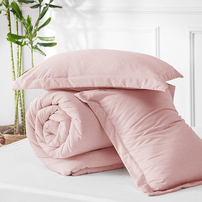 Bedsure Full Comforter Set - Pink Soft Bedding for All Seasons, Cationic Dyed Bed Set, 3 Pieces, 1 Full Size Comforter (82"x86") and 2 Pillow Shams (20"x26"+2")