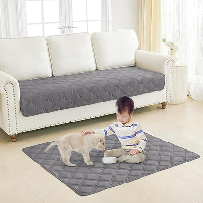 Smiry Waterproof Dog Bed Cover Blanket 82x102, Soft Reversible Pet Blanket, Washable Leakproof Cats Dogs Couch Cover for Sofa, Couch, Furniture, Grey/Light Grey