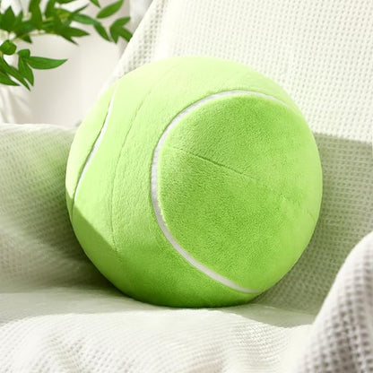 Yousoontic Tennis Ball Plush 10.8 Inch Nordic Round Tennis Sports Pillow Fluffy Tennisball Throw Pillow Stuffed Plushies Sport Theme Gifts for Couch Sofa Bedroom Bed Decorations