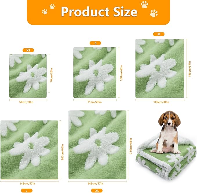 Waterproof Pet Blanket,Dog Bed Covers Couch Sofa Stylish Jacquard Pets Throw Blankets for Puppy Cats Washable Reversible Furniture Protection Covers (Green Flower,S)