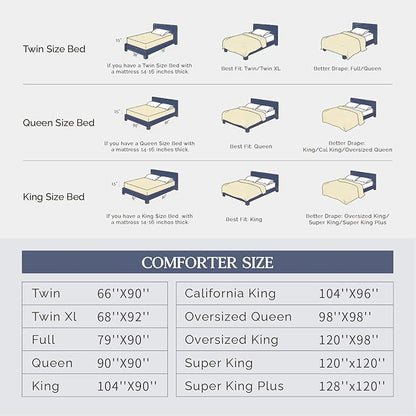 Andency California King Comforter Set Navy Blue (104x96Inch), Pinch Pleat Cal King Comforter Set 3 Pieces, Oversized King Pintuck Bed Comforter, Microfiber Down Alternative Comforter Bedding Set