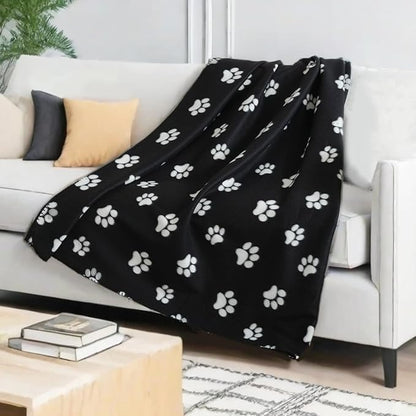 ZYFZCYBL Fleece Throw Blankets Lightweight Warm Soft Cozy Pet-Friendly Bulk Fleece Throw Blanket Solid for Home Bed, Sofa，Office,Gifts, Couch (Pack of 6-50 x 60 inch，Black White Paw Print)