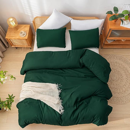 weigelia Queen Comforter Set Boho Emerald Green Comforter with 2Pillowcases Soft Microfiber Dark Green 3 Piece Bedding Comforter Set for All Season