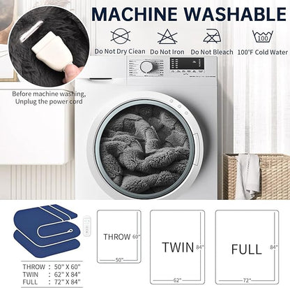Electric Heated Blanket Throw - 50"x60" Heating Blanket Throw House Warming Gifts New Home, Ultra Soft Warm Flannel Sherpa Fast Heat,8 Heat Level 10 Hours Auto-Off ETL Certified