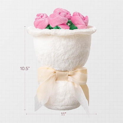 Phantoscope Valentine Pillows, Handcrafted Plush Rose Bouquet Shaped Pillow Valentines Day Decorations Throw Pillow for Home Living Room Sofa Couch, Off White, 10.5 X 10 Inches