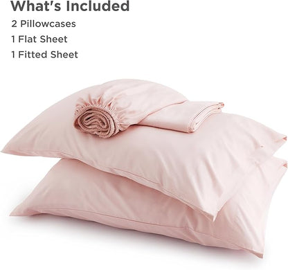 Bedsure King Size Sheets Set, Cooling Sheets for Hot Sleepers, Rayon Derived from Bamboo, Breathable & Soft, Deep Pocket Up to 16 Inches, Hotel Luxury Silky Bedding, Pink
