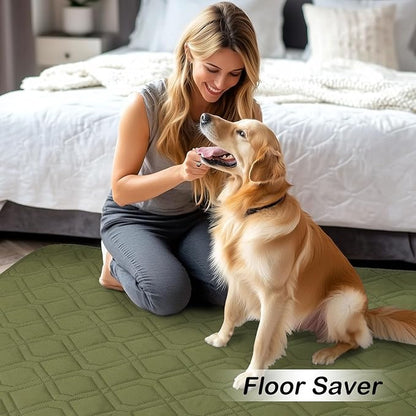 hyha Waterproof Dog Bed Blanket, Soft Pet Blankets, Waterproof Couch Cover for Dogs, Reversible Sofa Covers Washable for Furniture (52x82 Inch, Green/Navy Blue)