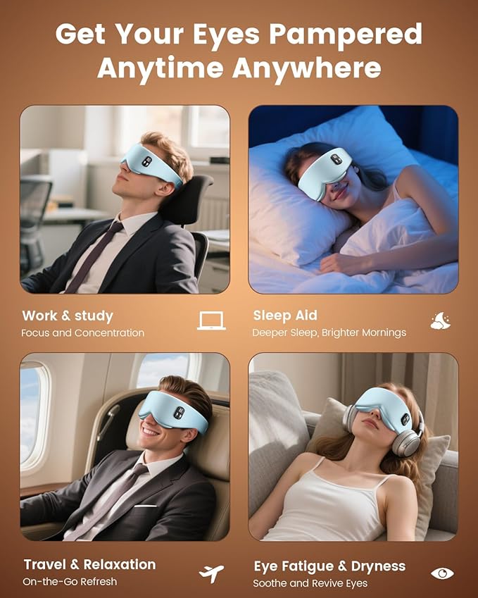 Anydance Heated Eye Mask - Cordless Eye Mask for Dry Eyes, Eye Relief, Improved Sleep, Timed Shutdown, 4 Temperature, Washable Eye Heating Pad for Travel, Removable for Cleaning - Teal Green
