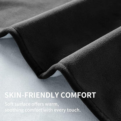 QiyI Waterproof Blanket for Bed King Size, Washable Reversible Bed Cover, Large Leakproof Stain-Resistant Furniture Protector for Travel & Camping, 80"x90", Black/Light Grey