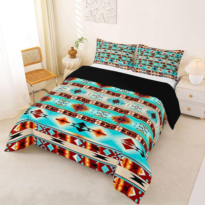 Erosebridal Western Boho Queen Comforter Set,Aztec Quilt,Ethnic Tribal Arrow Bedding Set Country Decor Western Duvet Insert,Western Room Decor for Bedroom Boho Living Room Decor,Southwestern Decor