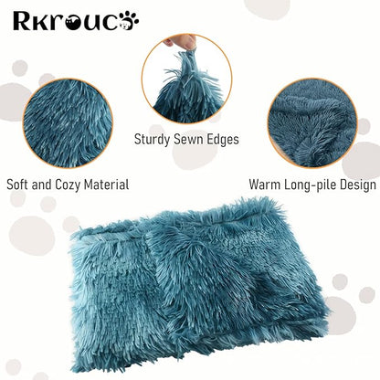 Pets Bed Blanket Dogs Reversible Soft Dog Throw Blankets Cats Mat Sleeper Fuzzy Pet Couch Covers Washable Cat Puppy Cover for Beds Sofa Travel Double Sided Furniture Protection (Colorful Blue,L)