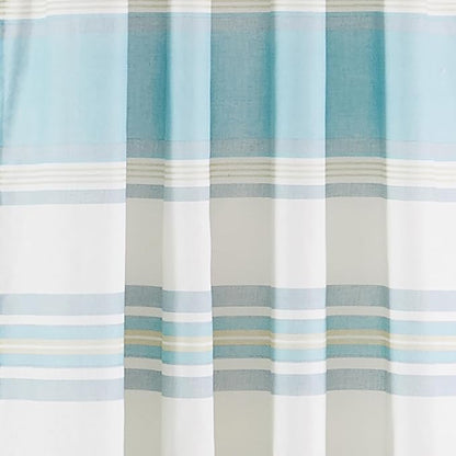 Levtex Home - Blue Maui - Window Panel with Rod Pocket - One Curtain Panel 84 inch Length - Classic Stripe - Blue, Grey, Taupe - 100% Cotton - Lined
