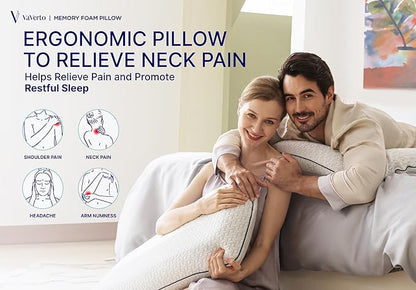 Cooling Gel Memory Foam Pillow - 1-Pack - King Size Bed Pillows For Sleeping - Medium-Firm - Back, Stomach and Side Sleeper Pillow - Shoulder & Back Pain Relief - Washable , Bamboo Viscose Cover
