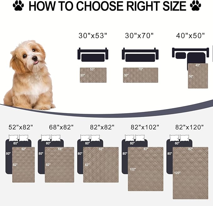 Smiry Reversible Waterproof Couch Covers for Sofa, Washable Dogs Pet Couch Covers for 3 Cushion Sofa Pet Friendly, Water Resistant Furniture Protector Slipcover, Geometric (30"x53", Taupe/Beige)
