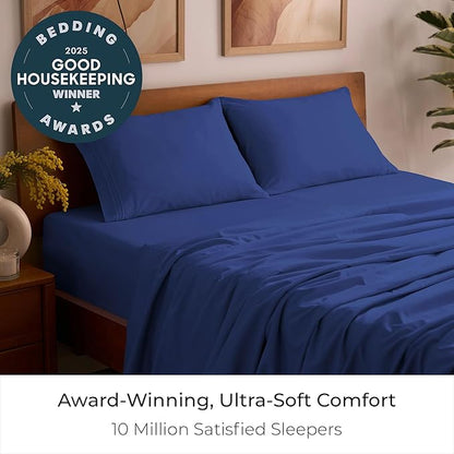 Mellanni Full Sheets Set - 4 PC Iconic Collection Bedding - Hotel Luxury, Extra Soft, Cooling Bed Sheets - Wrinkle, Fade, Stain Resistant (Full, Royal Blue)