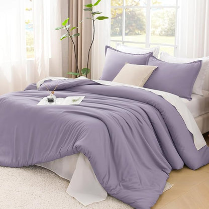 Litanika Comforters Twin XL Size Grayish Purple, 2 Pieces Lightweight Solid Bedding Set & Collections, All Season Fluffy Bed Set (68x92 Inches Comforter & 1 Pillowcase)