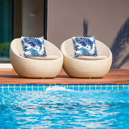 JMGBird Water-Repellent Outdoor Throw Pillows Set of 2 with Inserts - 18x18 Durable Patio Furniture Pillows