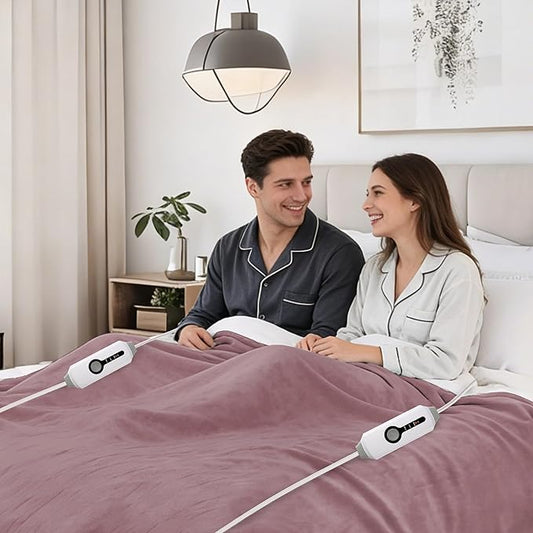 Electric Heated Blanket 90"x100" King Size Microplush Cover Blanket, 4 Heat Settings & 10 Hours Auto Off, Cozy & Warm for All Night, Machine Washable, Berry